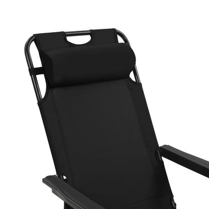 Folding sun loungers with footrests 2 pcs black steel