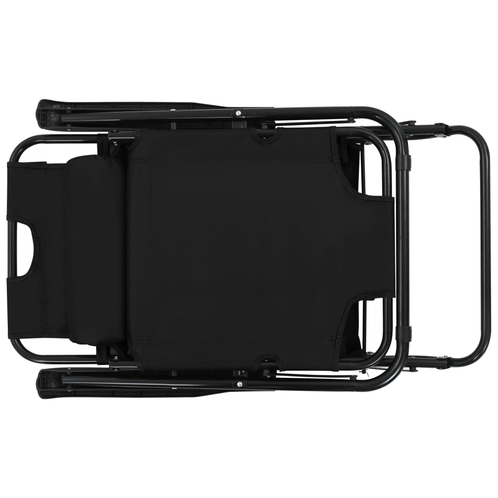 Folding sun loungers with footrests 2 pcs black steel