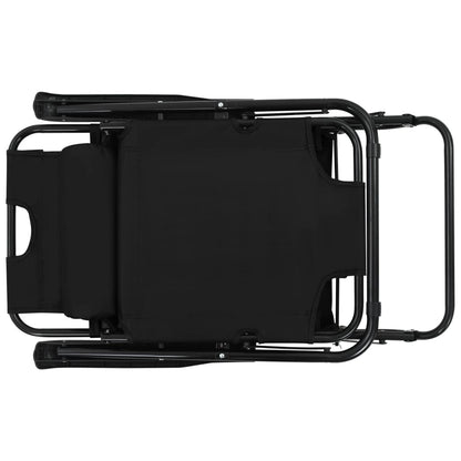 Folding sun loungers with footrests 2 pcs black steel