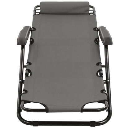 Folding sun loungers with footrest 2 pcs steel grey