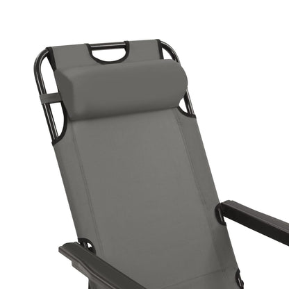 Folding sun loungers with footrest 2 pcs steel grey