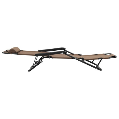 Folding sun loungers with footrest 2 pcs brown steel