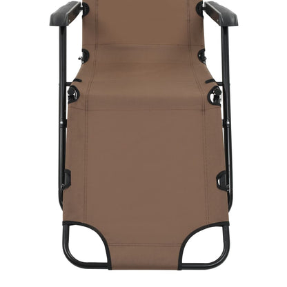 Folding sun loungers with footrest 2 pcs brown steel