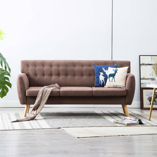 3-seater sofa with fabric upholstery 172x70x82 cm brown