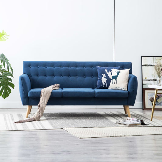 3-seater sofa with fabric upholstery 172x70x82 cm blue