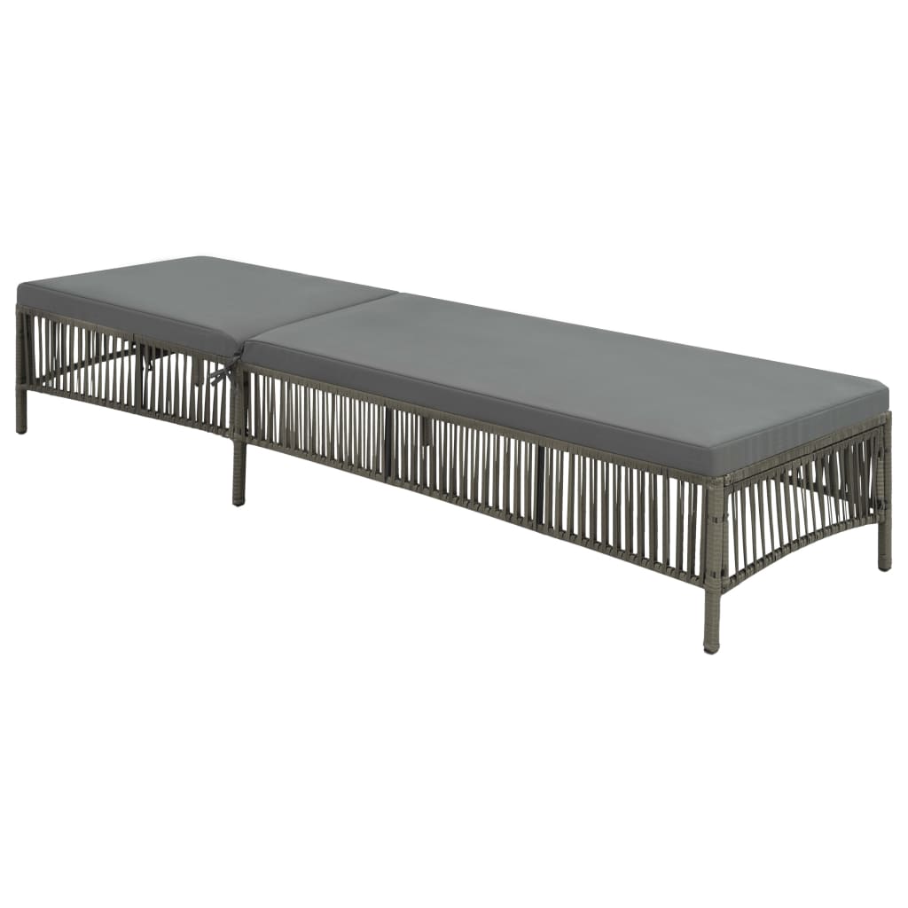 Grey PE wicker sun lounger with cushion