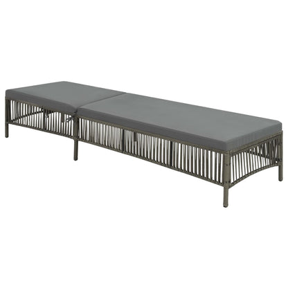 Grey PE wicker sun lounger with cushion