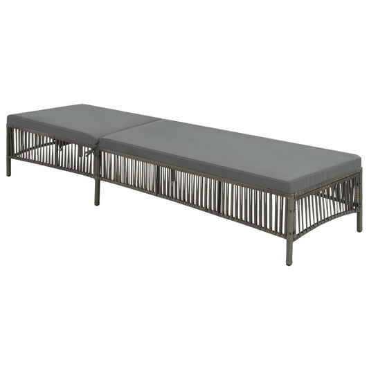 Grey PE wicker sun lounger with cushion