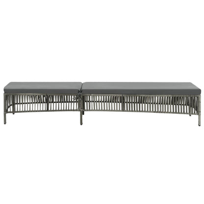 Grey PE wicker sun lounger with cushion