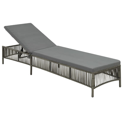 Grey PE wicker sun lounger with cushion