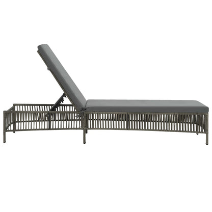 Grey PE wicker sun lounger with cushion