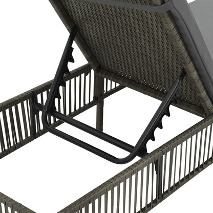 Grey PE wicker sun lounger with cushion