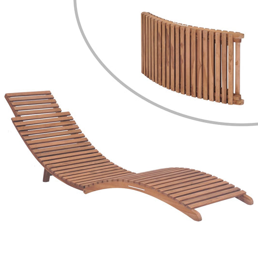 Folding sun lounger solid teak wood