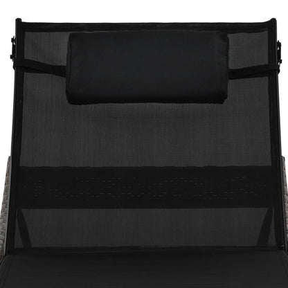 Brown PE rattan sun lounger with cushion
