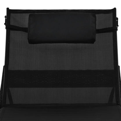 Black PE wicker sun lounger with cushion