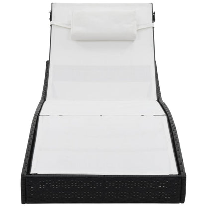 Black PE wicker sun lounger with cushion