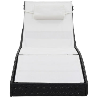 Sun loungers with table 2 pcs PE rattan and black textilene