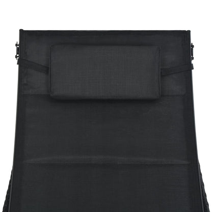 Sun lounger in PE wicker and black textilene