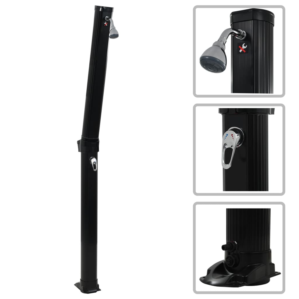 Foldable solar shower 214 cm 23 L black