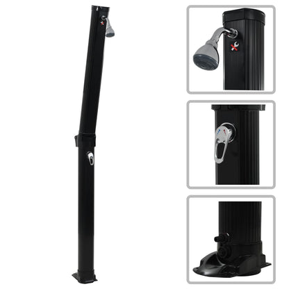 Foldable solar shower 214 cm 23 L black