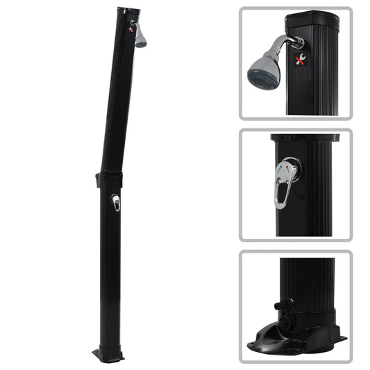Foldable solar shower 214 cm 23 L black