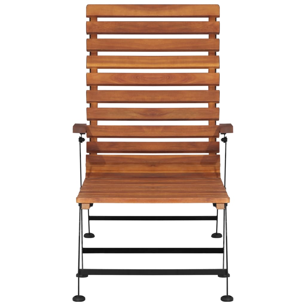 Outdoor sun lounger in solid acacia wood