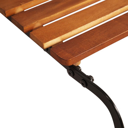Sun lounger with steel legs solid acacia wood