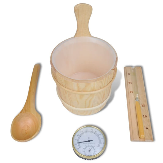 5 pcs Sauna accessories bucket/spoon/hourglass/thermo-hygrometer