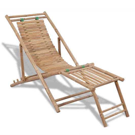 Outdoor sun lounger with bamboo footrests