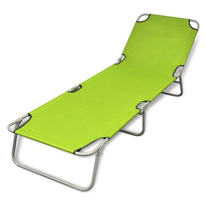 Lettuce green powder coated steel folding sun lounger