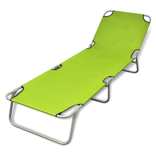 Lettuce green powder coated steel folding sun lounger