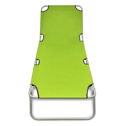 Lettuce green powder coated steel folding sun lounger