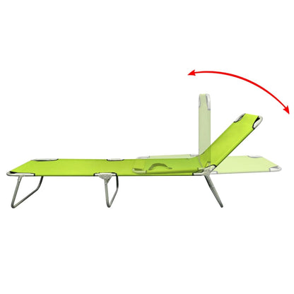 Lettuce green powder coated steel folding sun lounger