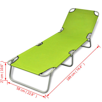 Lettuce green powder coated steel folding sun lounger