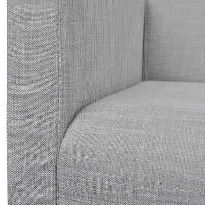 Bench with padded cushion in light grey fabric/rubberwood