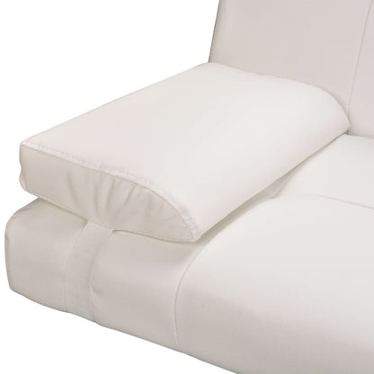 Adjustable sofa bed with 2 cushions in cream white artificial leather