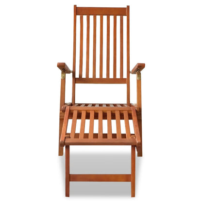 Outdoor sun lounger with footrests in acacia wood