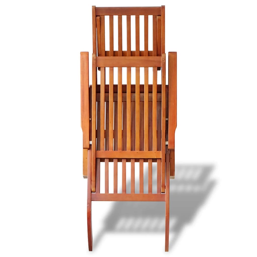 Outdoor sun lounger with footrests in acacia wood