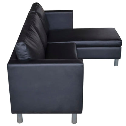 3 Seater Sectional Sofa in Black Faux Leather