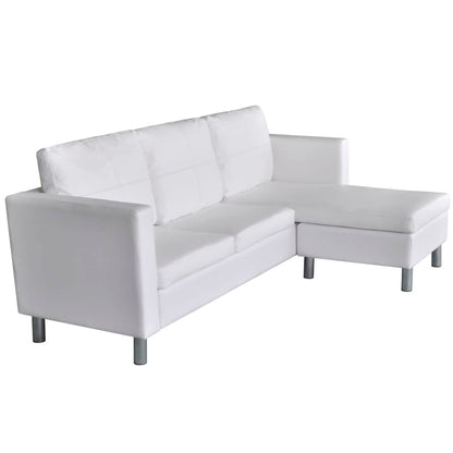 3 seater sectional sofa in white faux leather