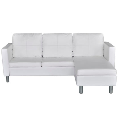 3 seater sectional sofa in white faux leather