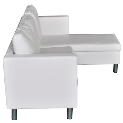 3 seater sectional sofa in white faux leather