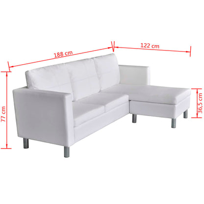 3 seater sectional sofa in white faux leather