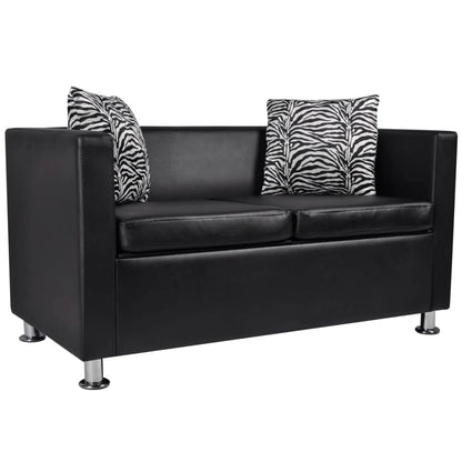 2 seater sofa in black faux leather