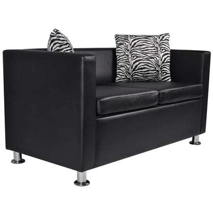 2 seater sofa in black faux leather