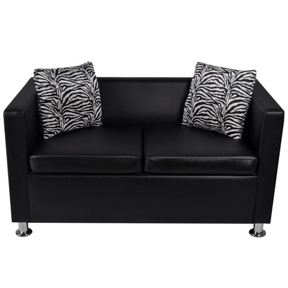 2 seater sofa in black faux leather