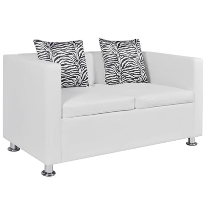 2-seater sofa in white faux leather