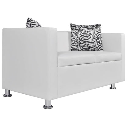 2-seater sofa in white faux leather