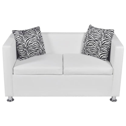 2-seater sofa in white faux leather