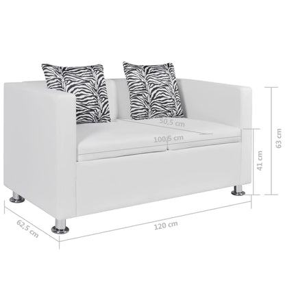 2-seater sofa in white faux leather